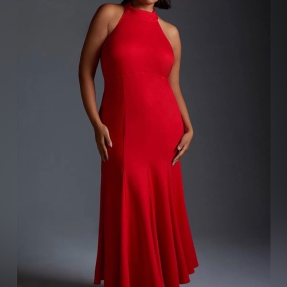 NWT Meave By Anthropologie Halter MIDI Red Dress 2X - Picture 2 of 14